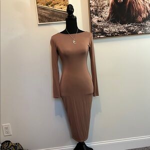 Tan Long Sleeve Dress